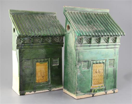 Two large Chinese sancai pottery models of houses, Ming dynasty, height 40.5cm and 42cm
